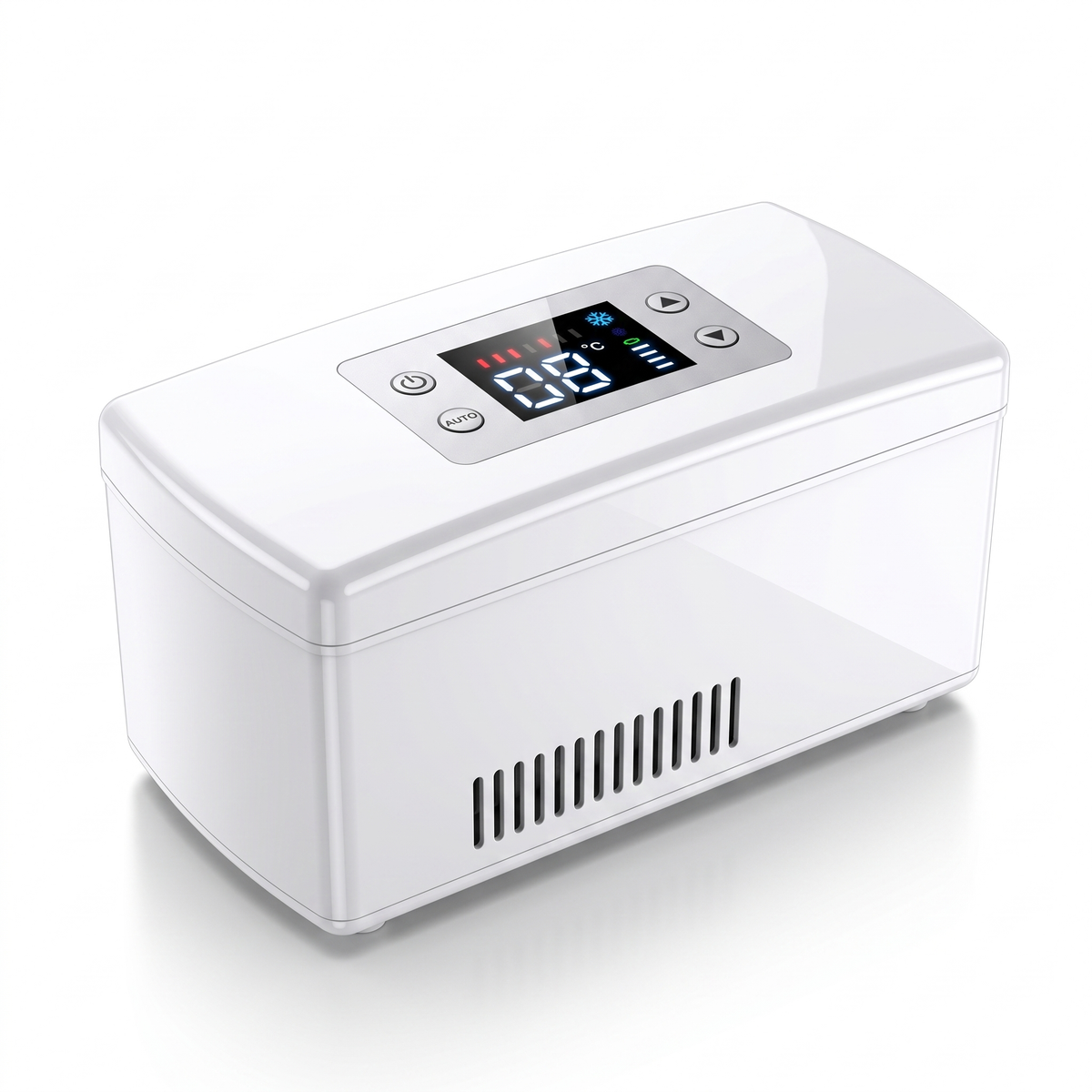 CoolMyPeps Kühlbox geschlossen mit digitaler Temperaturanzeige