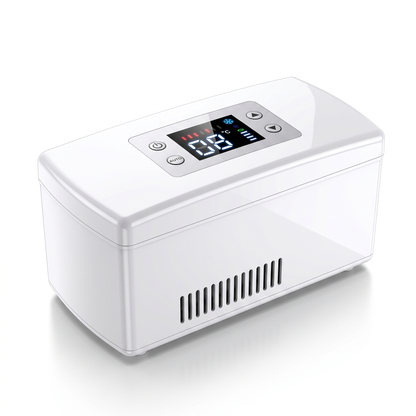 CoolMyPeps Kühlbox geschlossen mit digitaler Temperaturanzeige